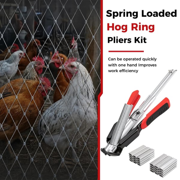 Hog Ring Pliers Kit –Heavy Duty Fence & Cage Fastening Tool