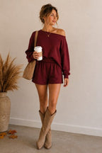 Off-Shoulder Lounge Top & Shorts Set