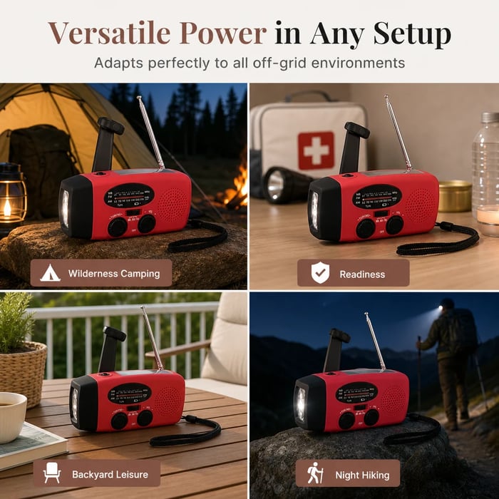 📻 Emergency Solar Hand Crank Radio – AM/FM & NOAA Weather Alerts