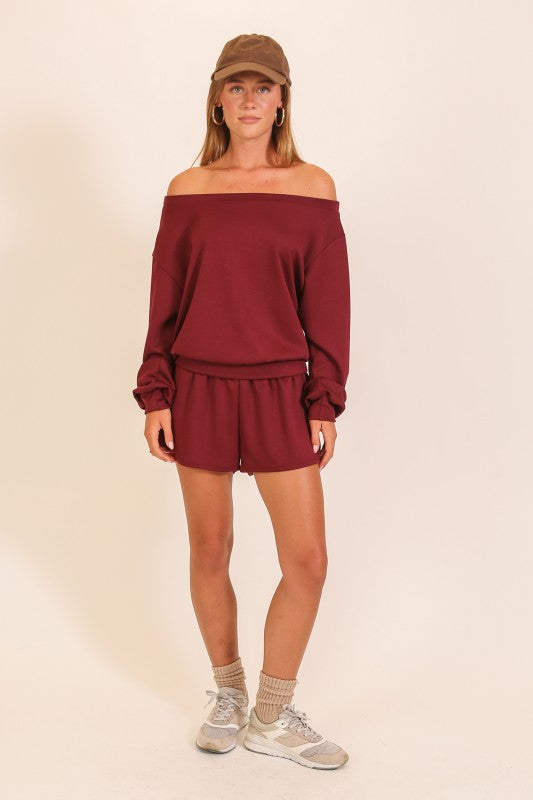 Off-Shoulder Lounge Top & Shorts Set
