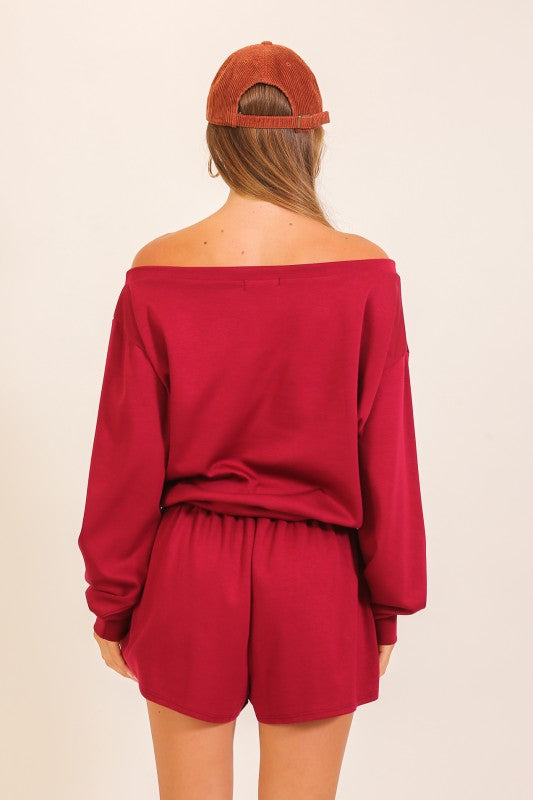 Off-Shoulder Lounge Top & Shorts Set